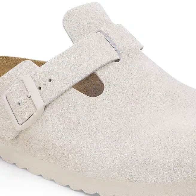 Birkenstock Women's Boston Suede Clogs - Antique White - 1027693 - Image 6