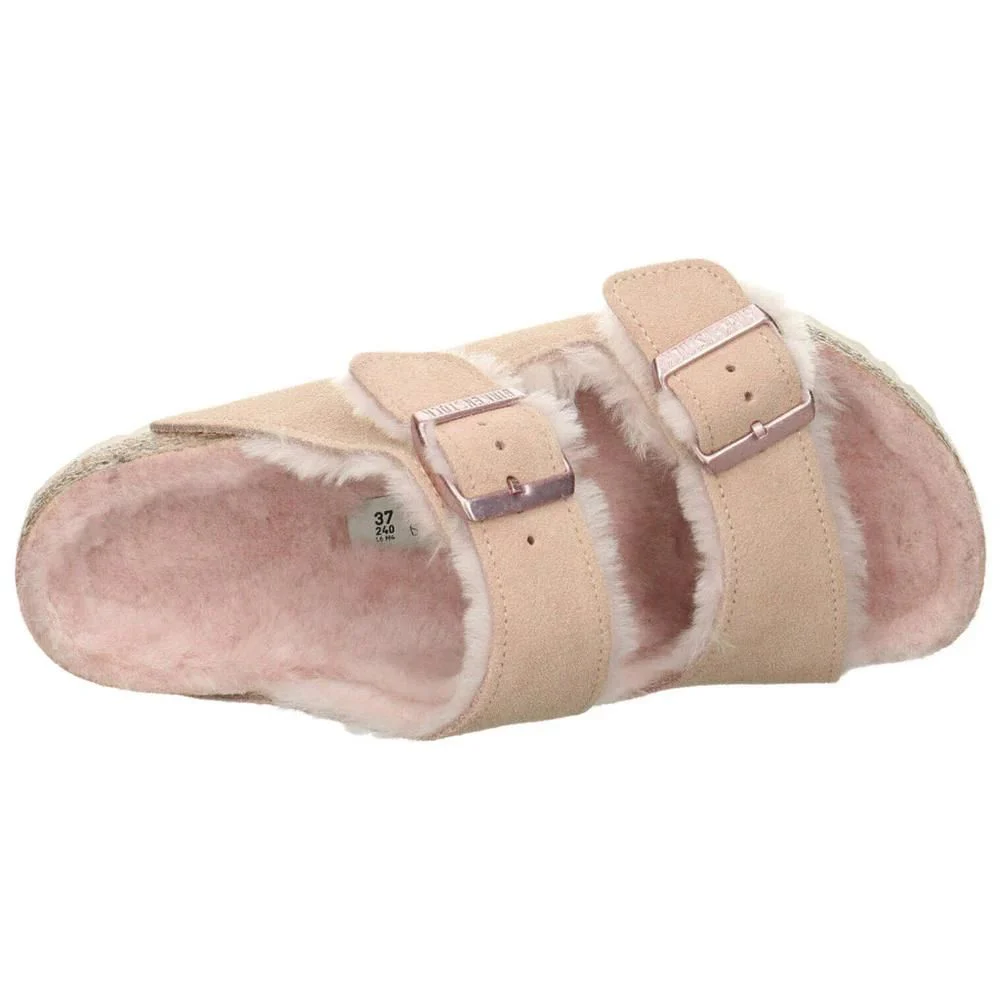 Birkenstock Arizona Shearling Sandals - Light Rose 1020411 - Image 3