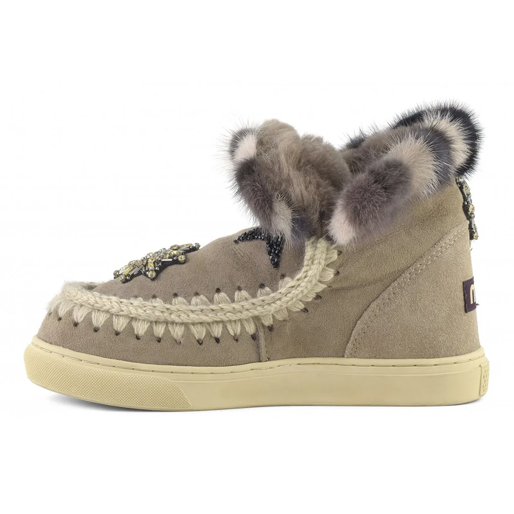 MOU Women's Eskimo Sneaker Star Patches & Mink Fur Trim - Image 4
