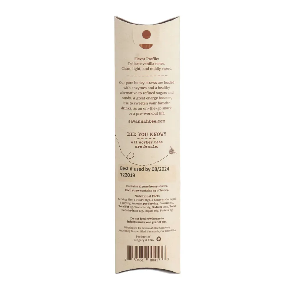 Savannah Bee Company Honey Straw - 12 Pack - Image 2