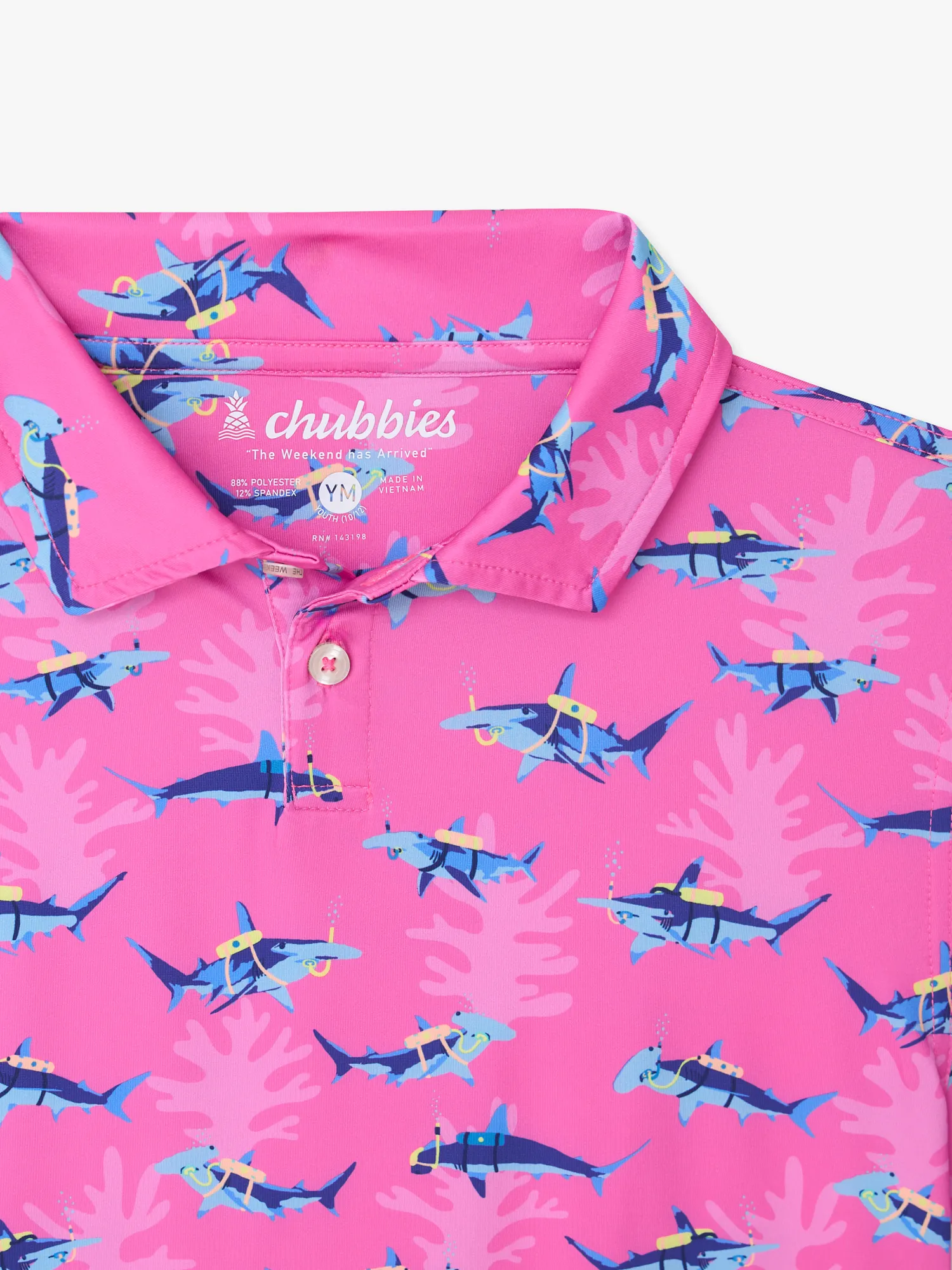 Chubbies Lil Great Pink Shark Polo - Image 5