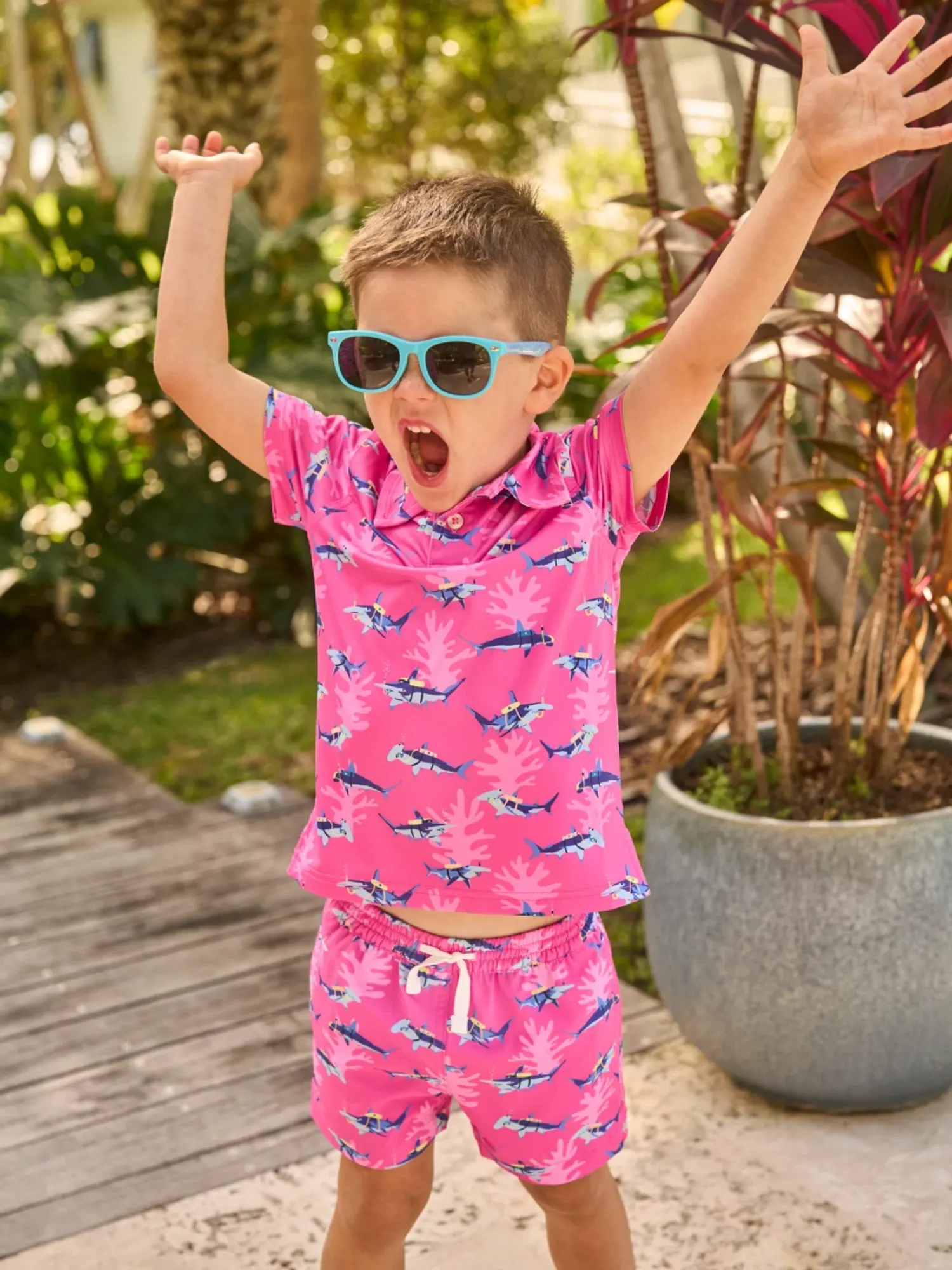 Chubbies Lil Great Pink Shark Swim Trunks - Image 4