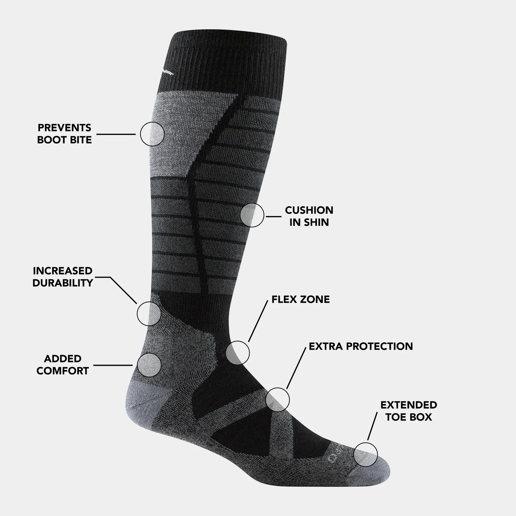 Darn Tough Socks Men's Function X Over the Calf Mid-Weight Ski/Snowboard Sock - Image 4