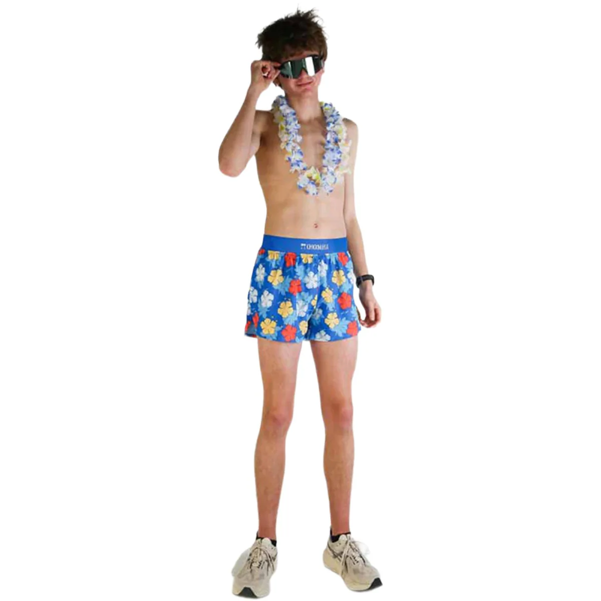 ChicknLegs Men's Hawaiian Half Split Shorts 4" - Image 5