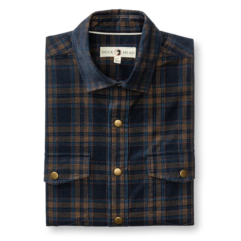 Duck Head Men's Long Sleeve Corduroy Plaid Snap Shirt - Cavern - Image 2