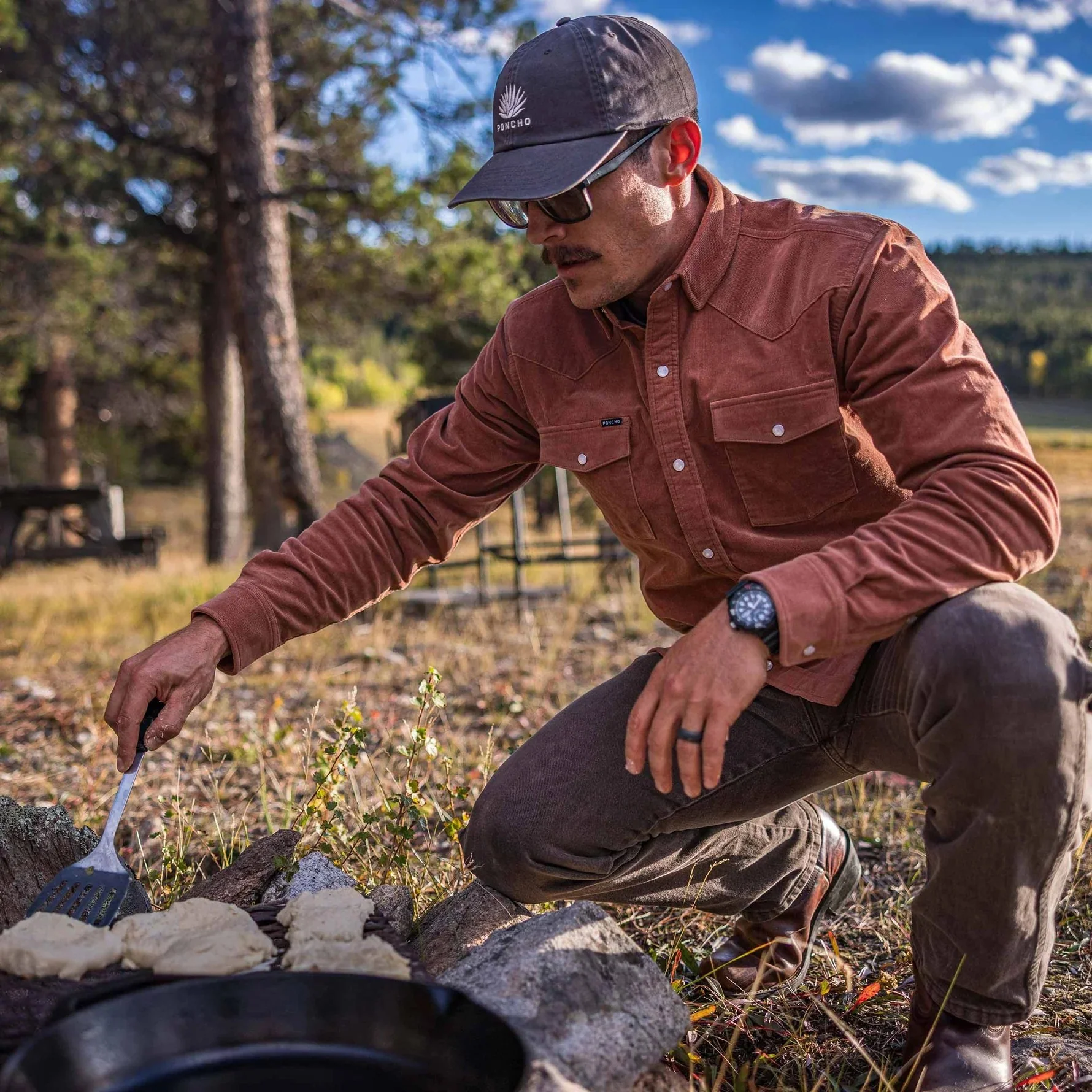 Poncho Men's Corduroy Long Sleeve - The Red Bud - Image 5