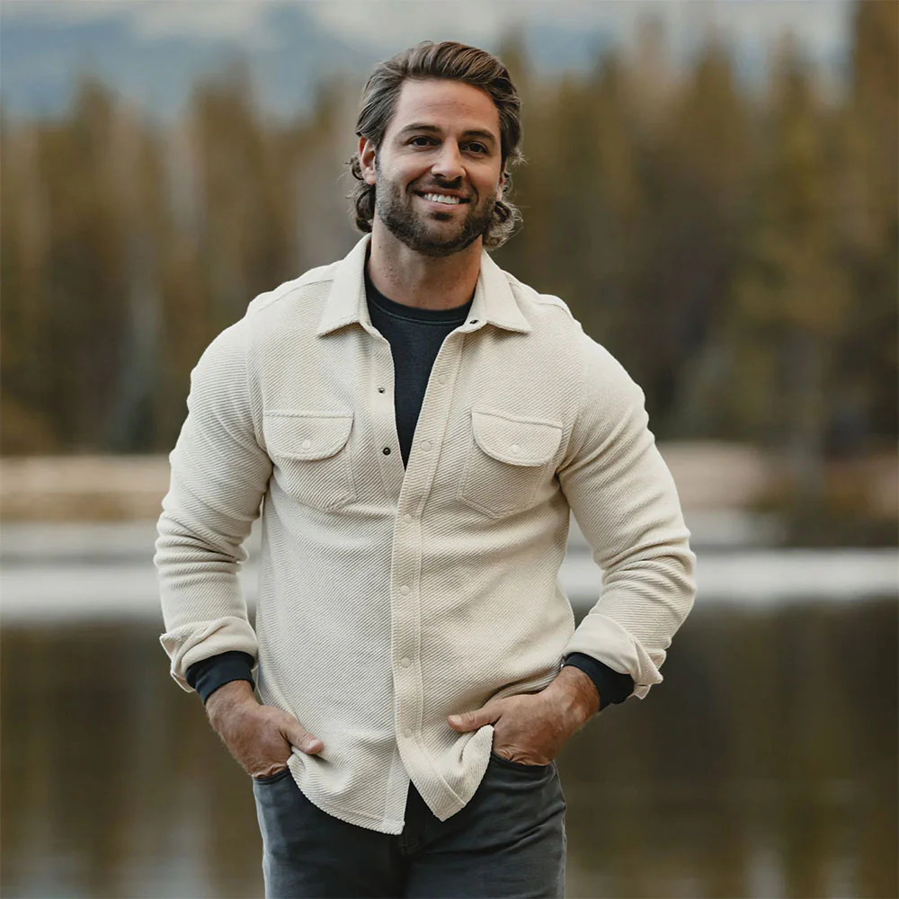 Men's Tony Loop Terry Long-Sleeve Button Up - Image 3