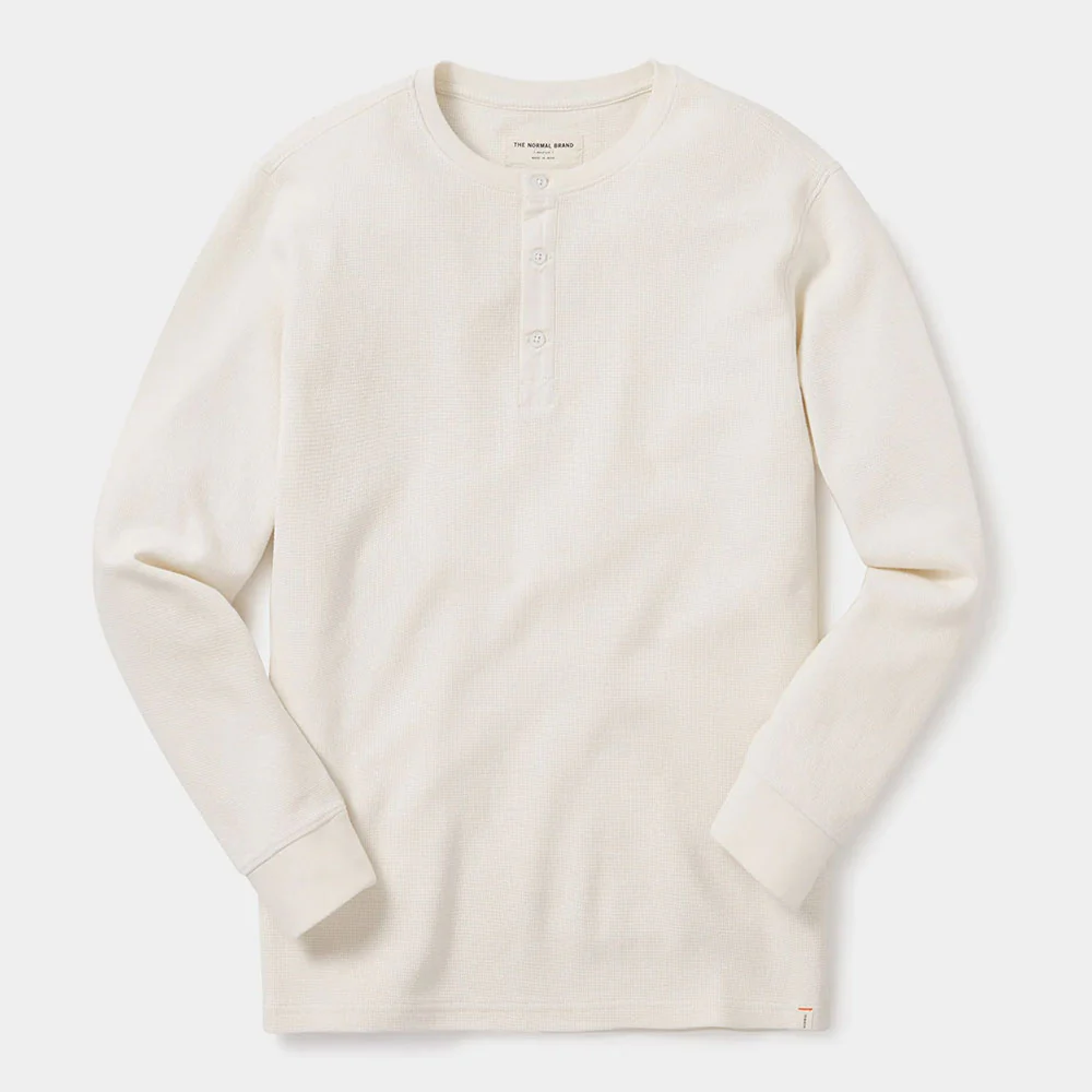 The Normal Brand Men's Vintage Thermal Henley - Image 2