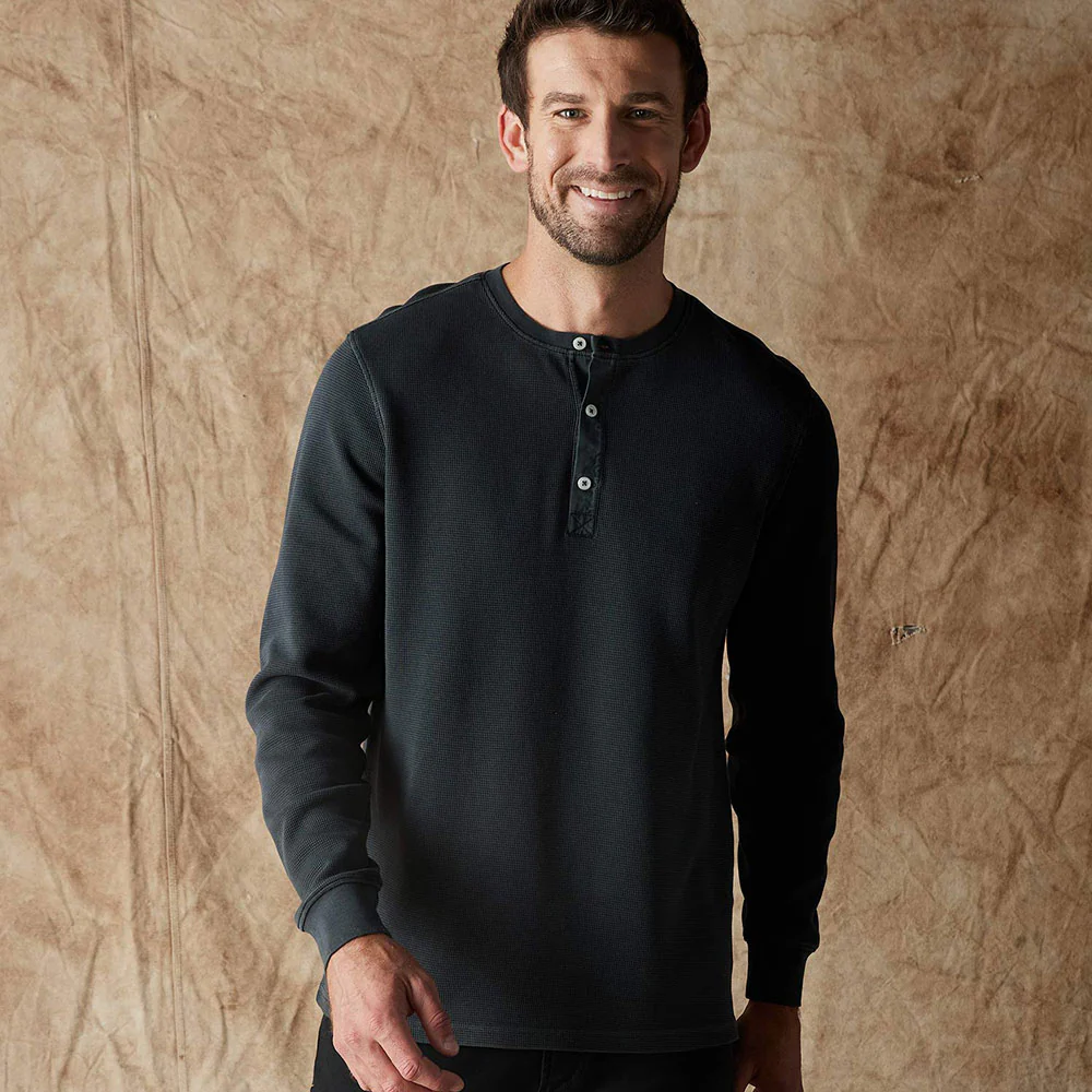 The Normal Brand Men's Vintage Thermal Henley - Image 3