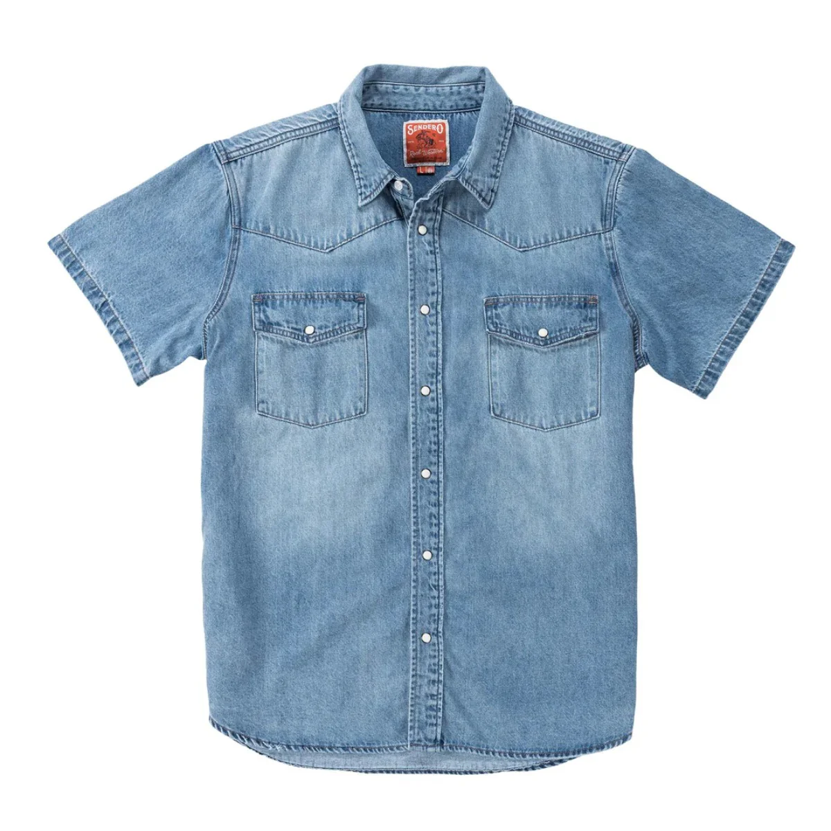 Sendero Men's Wyatt Short Sleeve Pearl Snap Denim Shirt