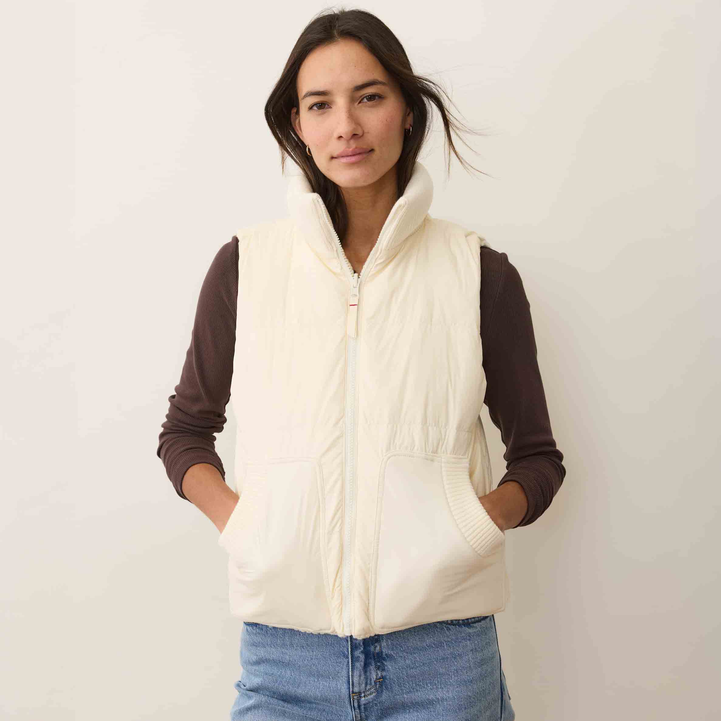 Marine Layer Women's Alba Cable Knit Reversible Puffer Vest - Image 2