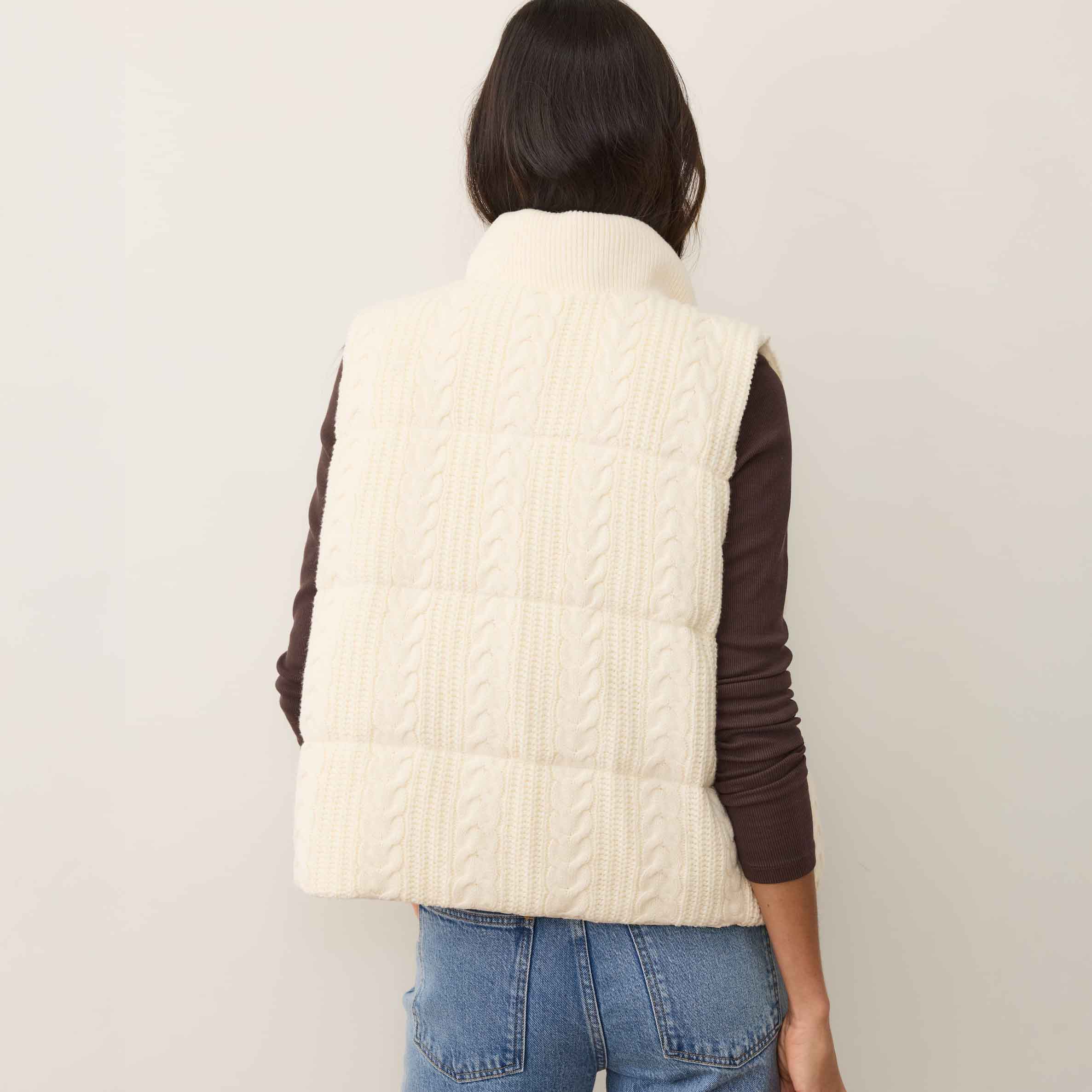 Marine Layer Women's Alba Cable Knit Reversible Puffer Vest - Image 3