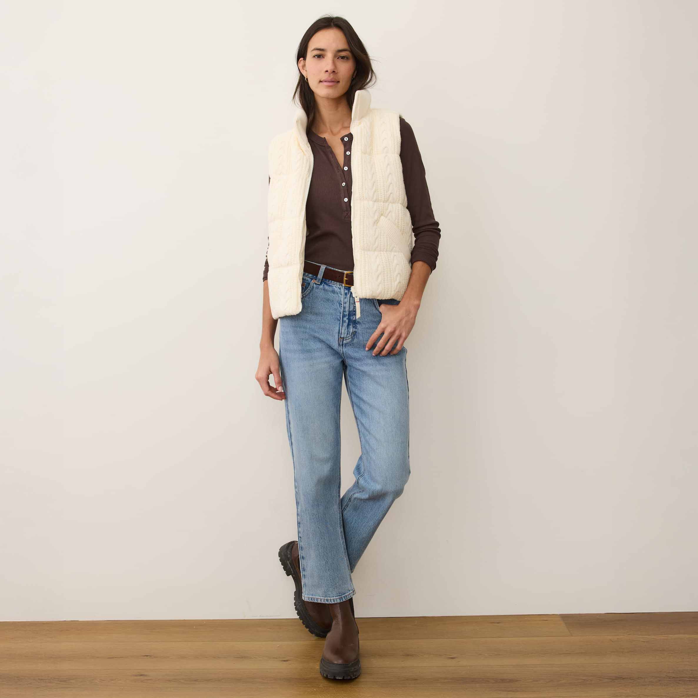 Marine Layer Women's Alba Cable Knit Reversible Puffer Vest - Image 5