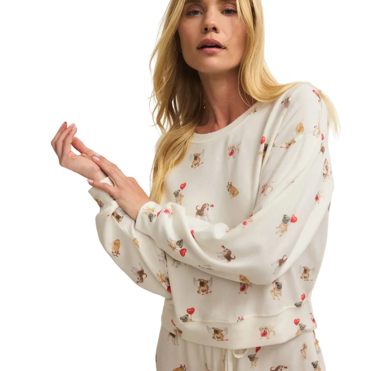 Z Supply Bisous Love Pup Long Sleeve Top - Image 3