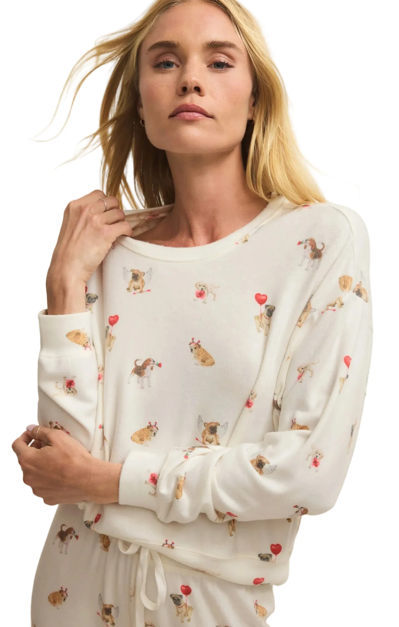 Z Supply Bisous Love Pup Long Sleeve Top - Image 4