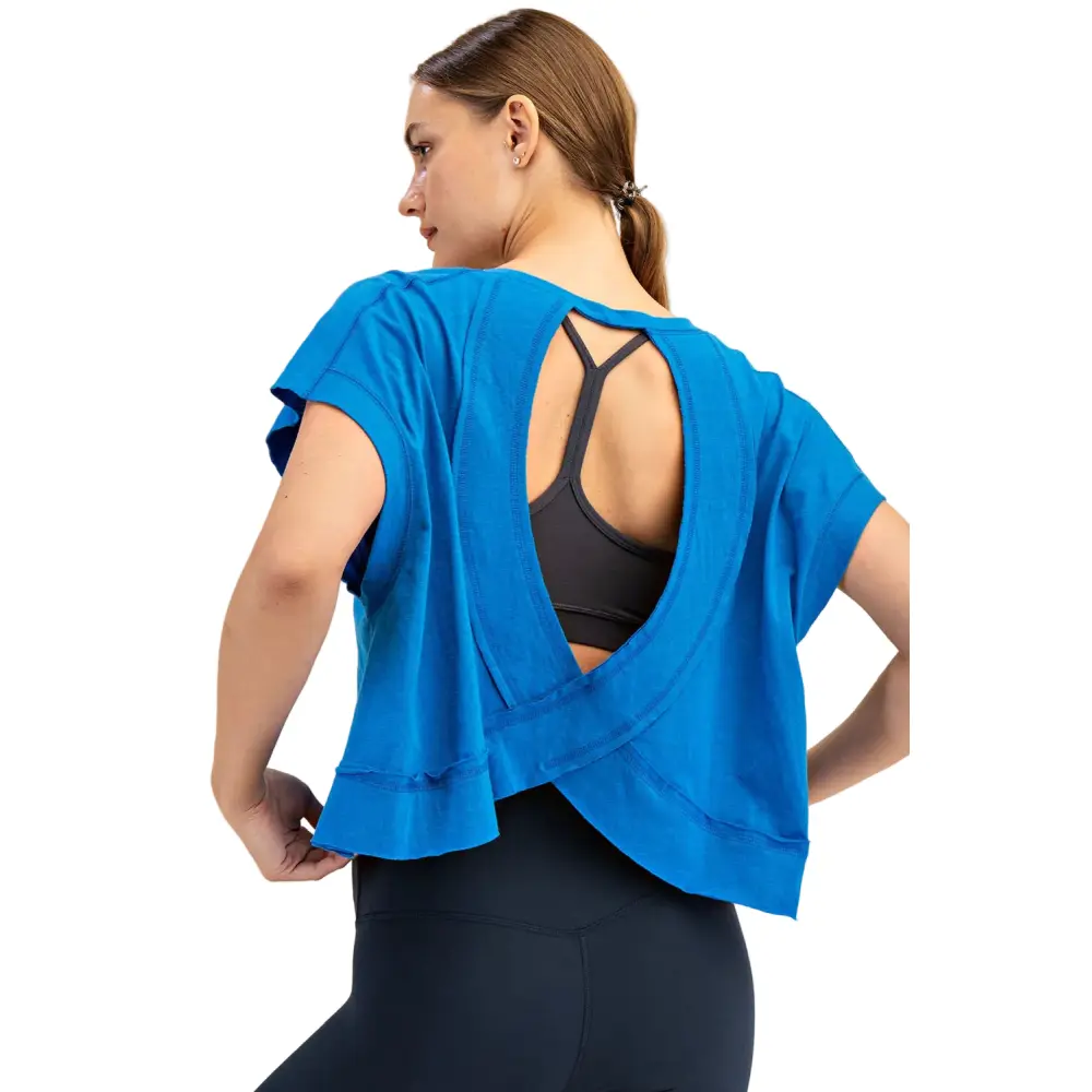 Rae Mode Cotton Slub Open Back Short Sleeve Top - Image 12