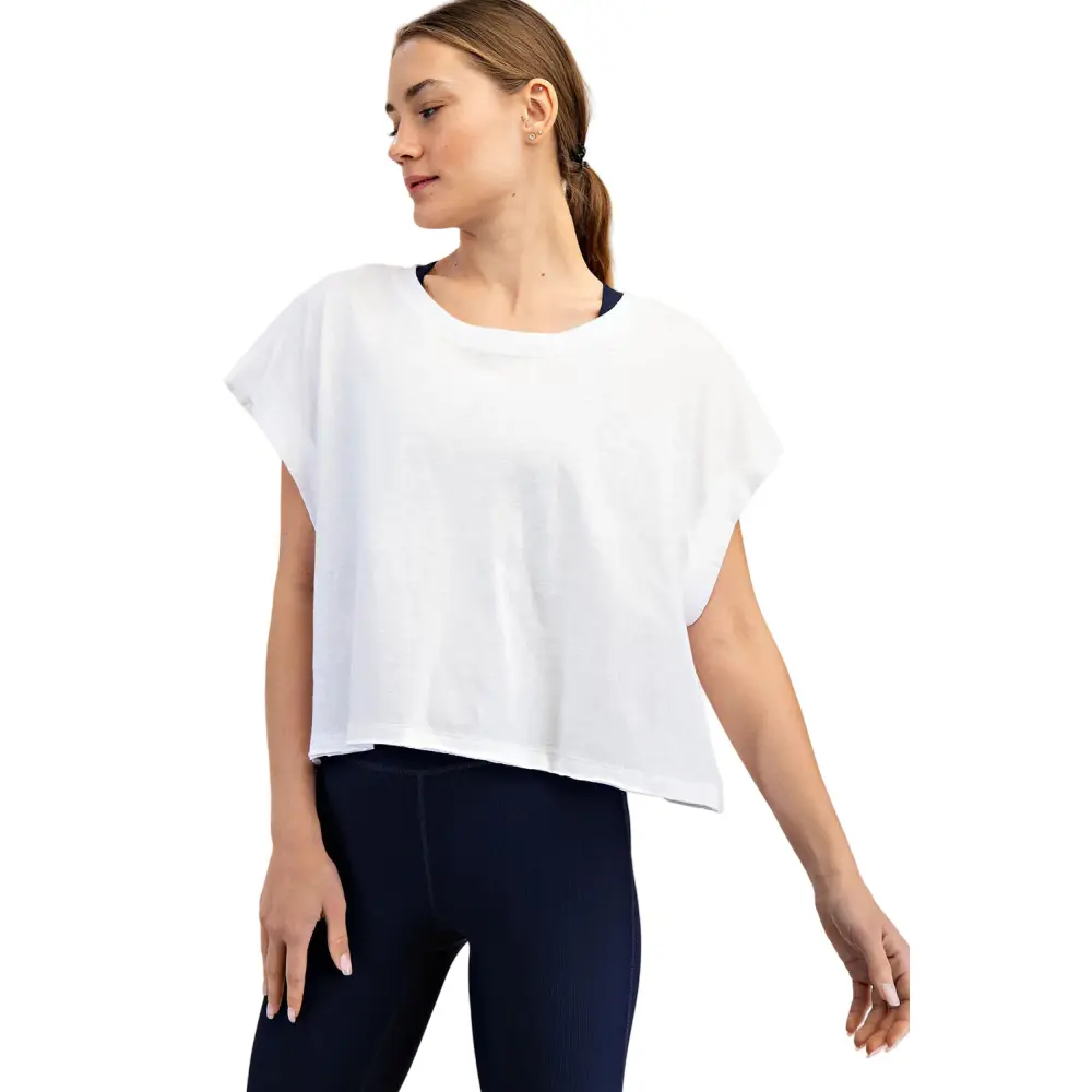 Rae Mode Cotton Slub Open Back Short Sleeve Top - Image 13