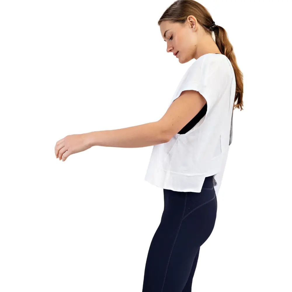Rae Mode Cotton Slub Open Back Short Sleeve Top - Image 14