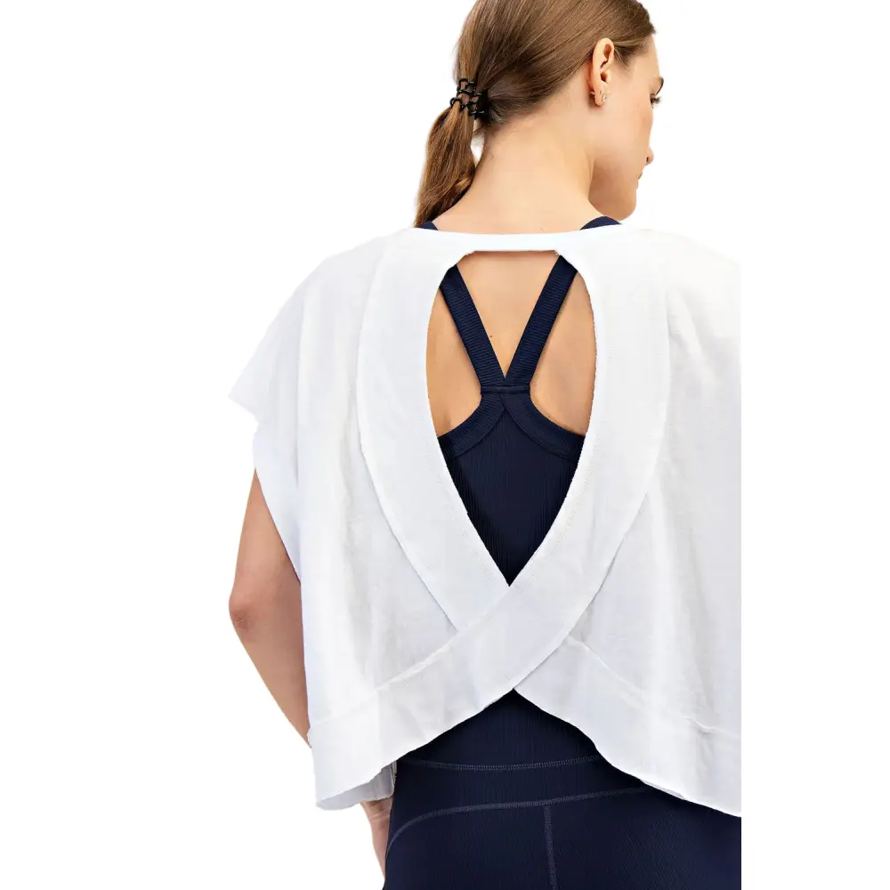 Rae Mode Cotton Slub Open Back Short Sleeve Top - Image 15