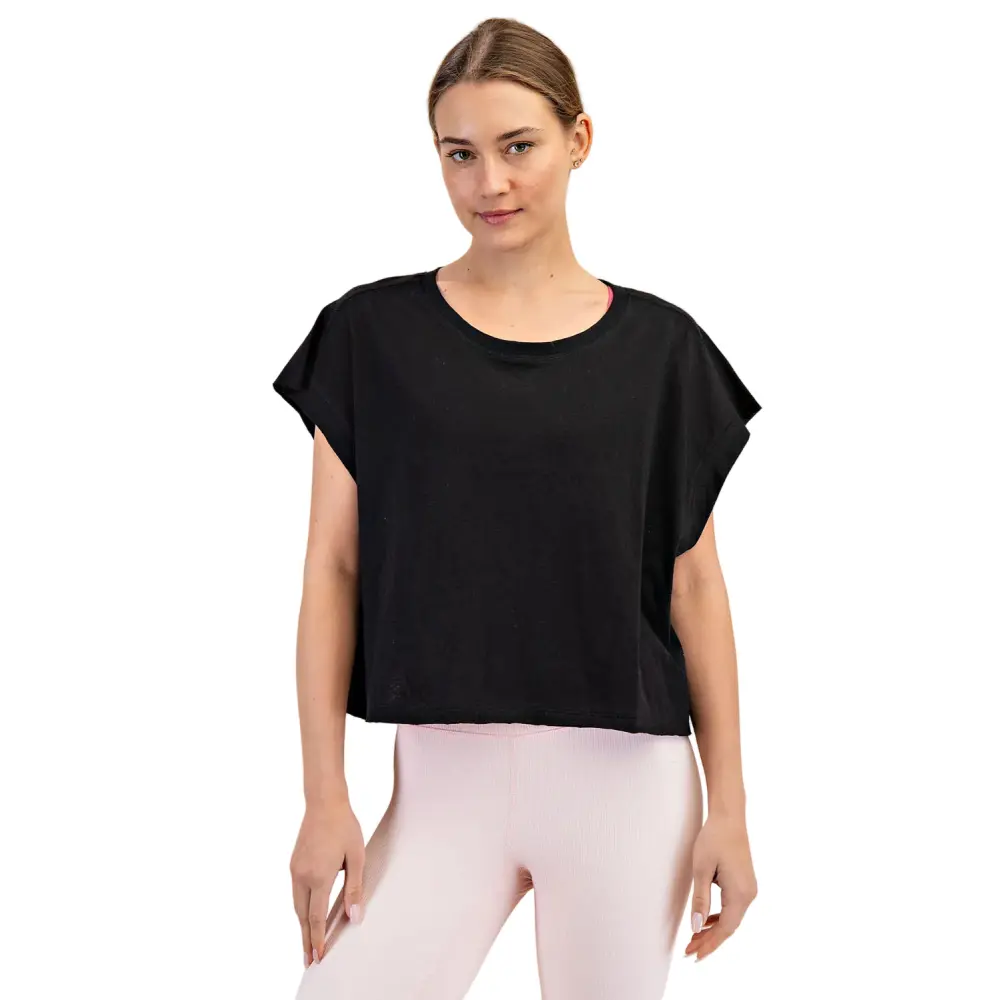 Rae Mode Cotton Slub Open Back Short Sleeve Top - Image 7
