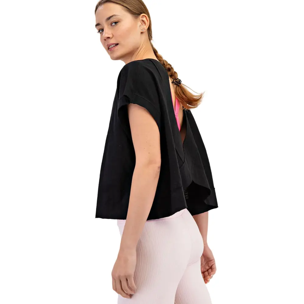 Rae Mode Cotton Slub Open Back Short Sleeve Top - Image 8