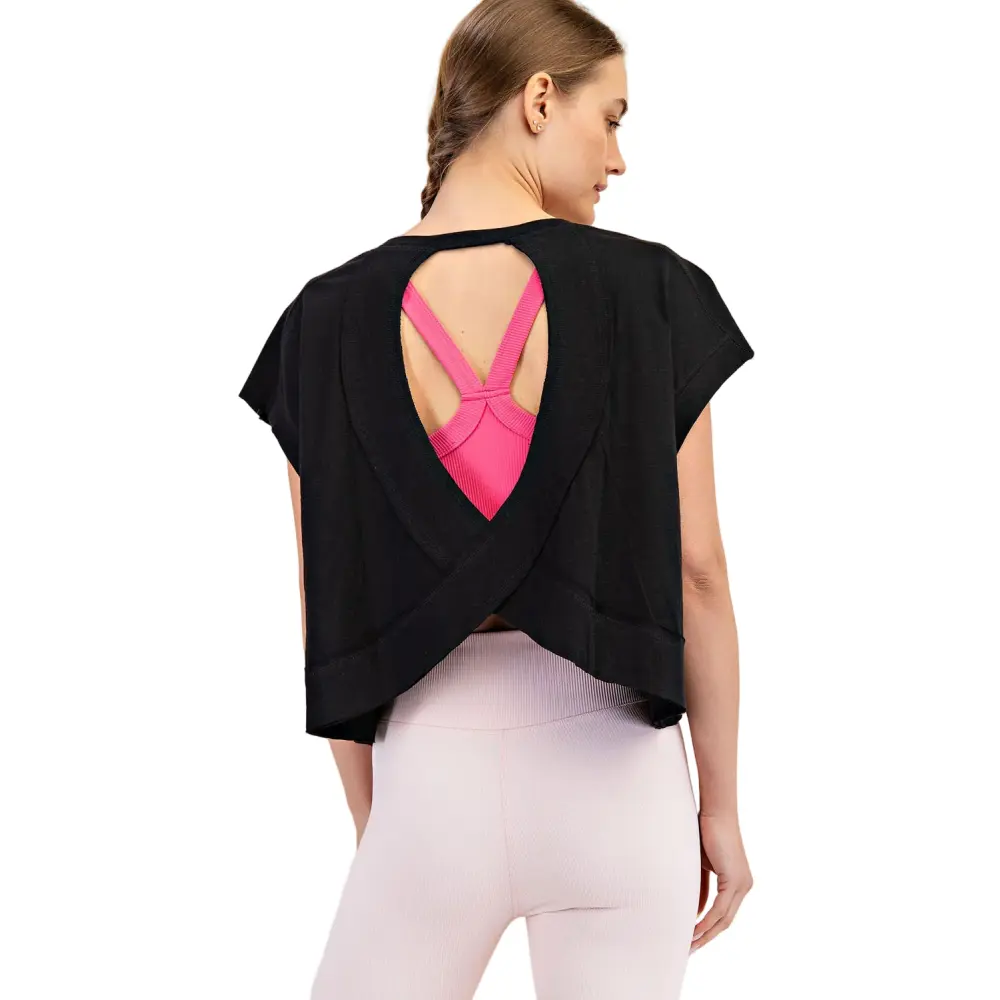 Rae Mode Cotton Slub Open Back Short Sleeve Top - Image 9