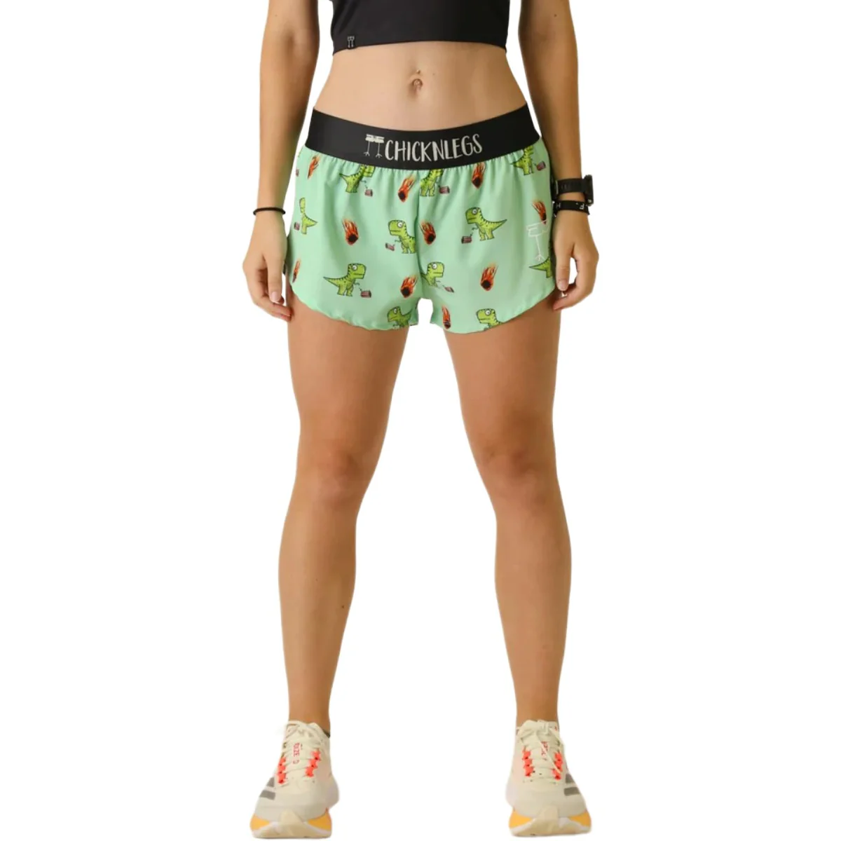 ChicknLegs Women's Dino-sore Split Shorts 1.5" - Image 2