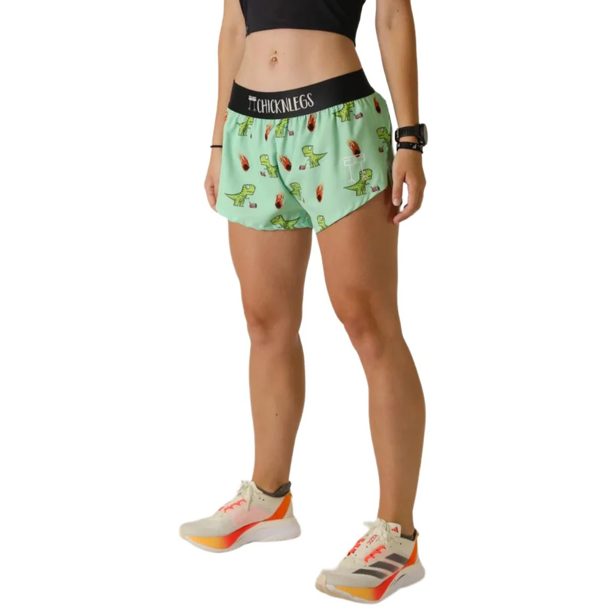 ChicknLegs Women's Dino-sore Split Shorts 1.5" - Image 4