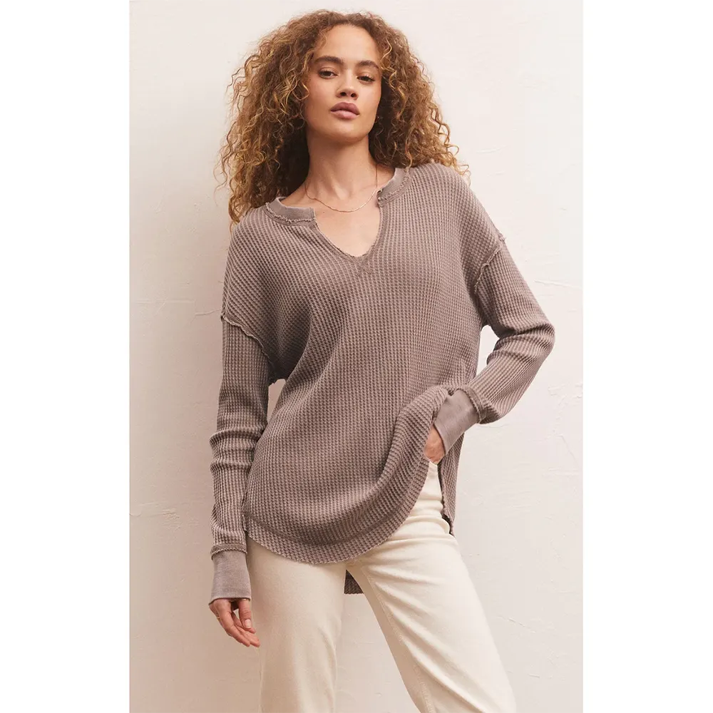 Z Supply Women's Driftwood thermal Long Sleeve Top - Image 2