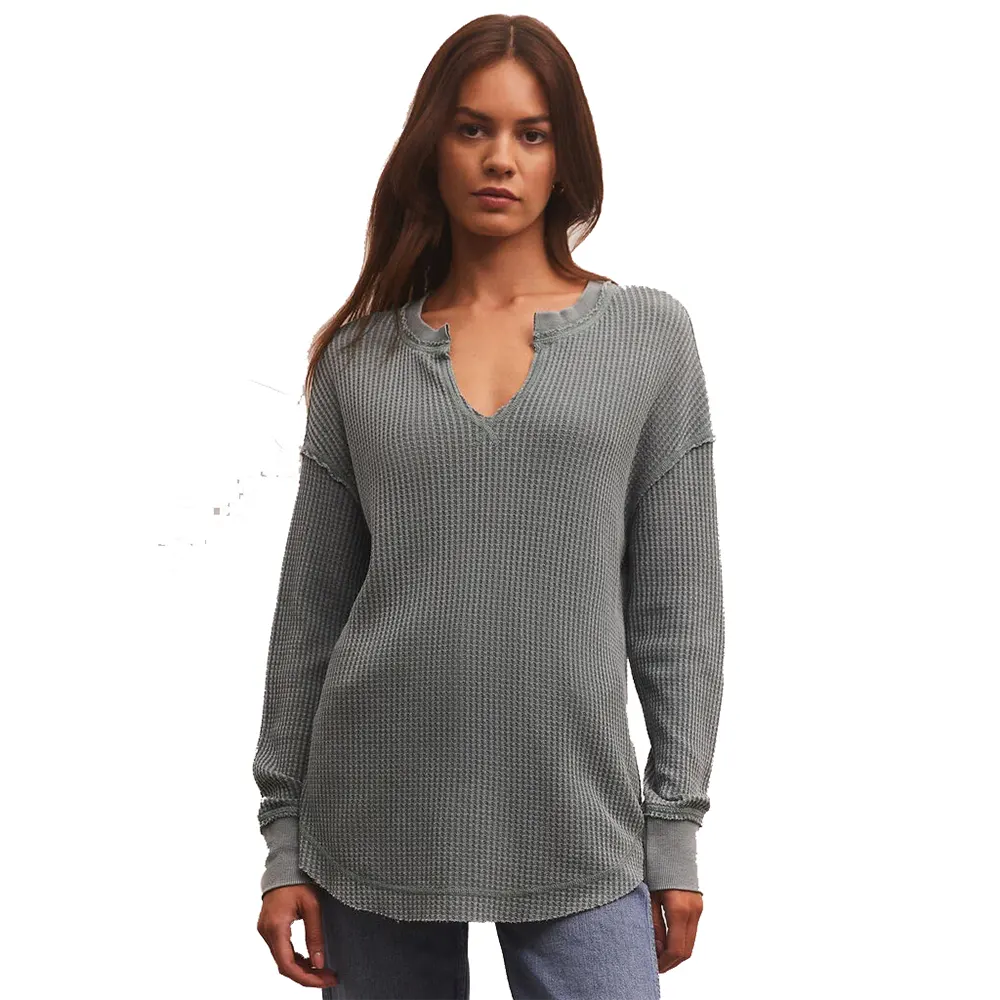 Z Supply Women's Driftwood thermal Long Sleeve Top - Image 3