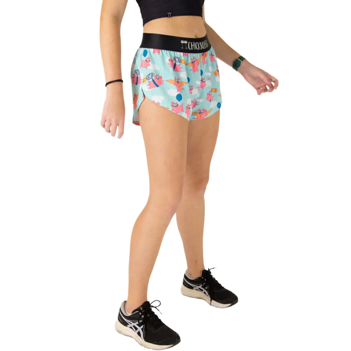 ChicknLegs Women's Flying Pigs Split Shorts 1.5" - Image 5