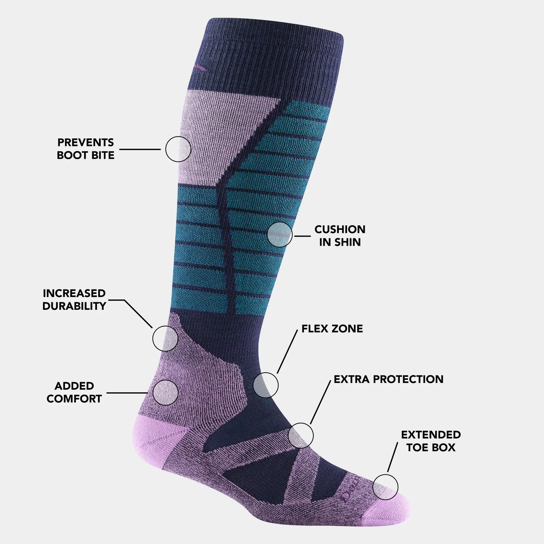 Darn Tough Socks Women's Function X Over The Calf Mid-Weight Ski and Snowboard Socks - Image 6