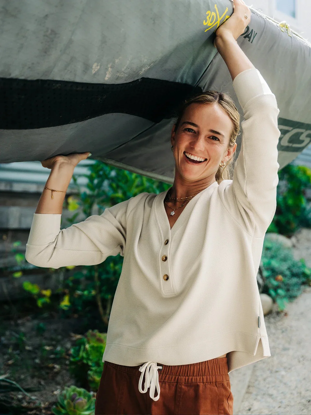 Free Fly Women's Long Sleeve Waffle Henley - Image 3