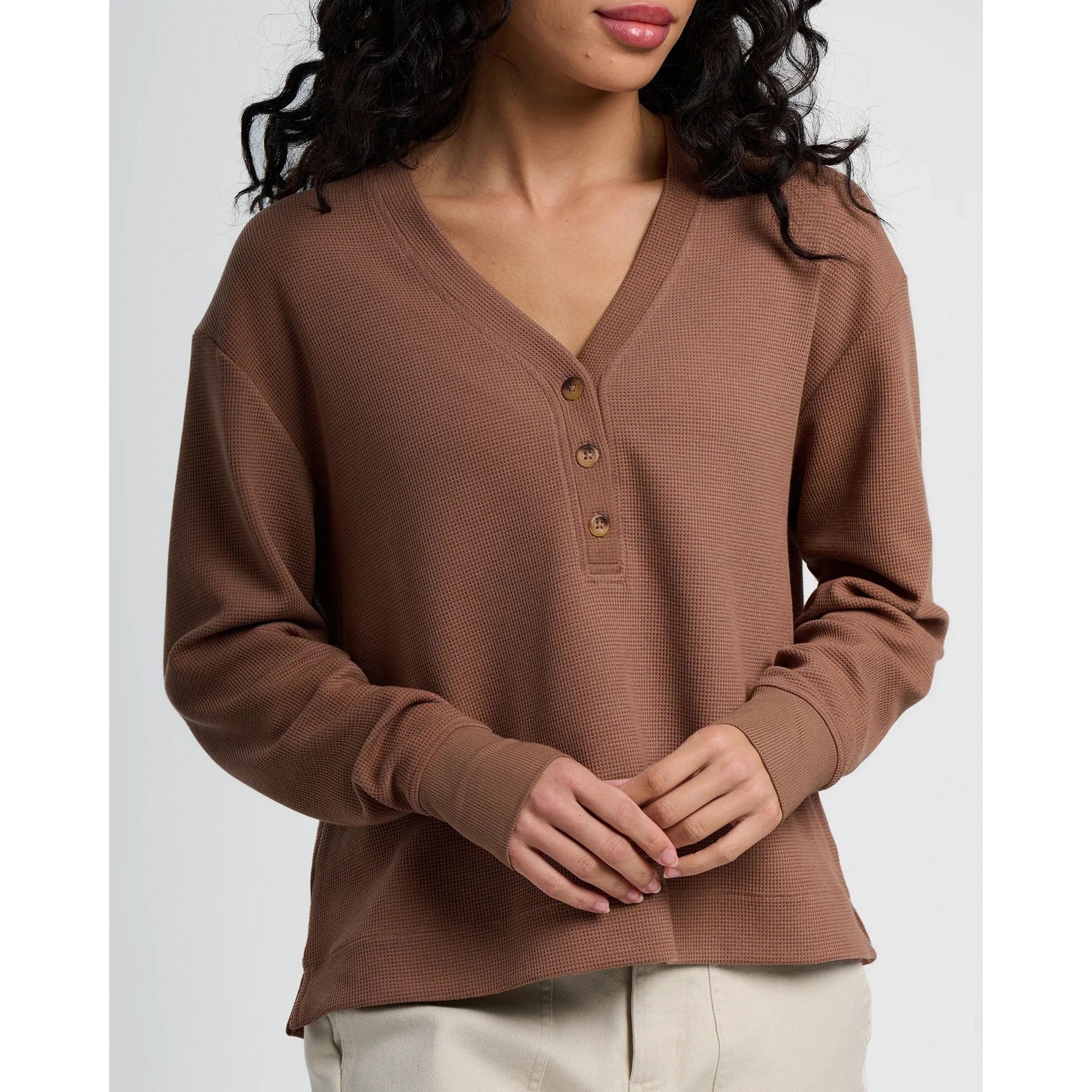 Free Fly Women's Long Sleeve Waffle Henley - Image 9