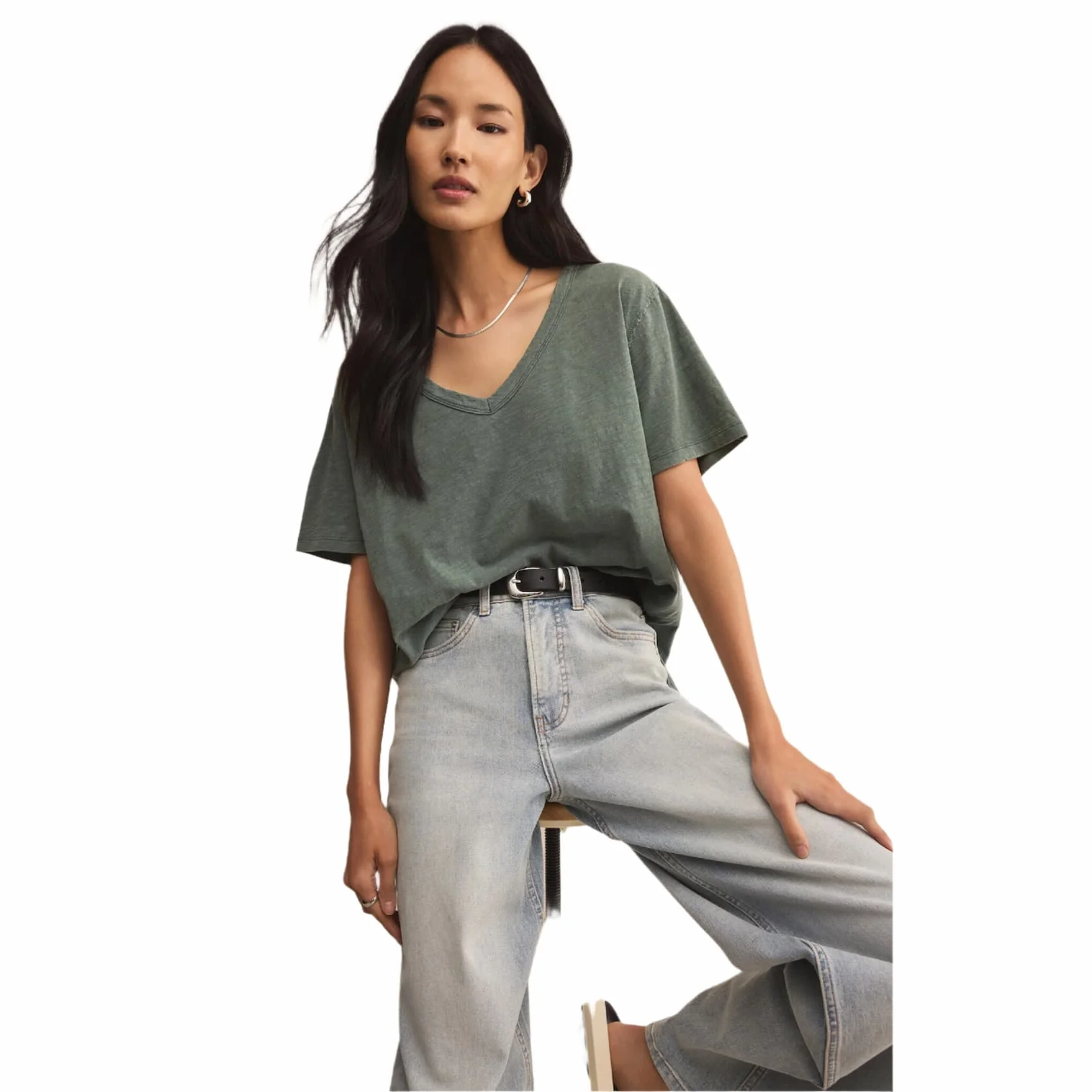 Z Supply Women's Lively Relaxed V-Neck Short Sleeve Tee - Image 3