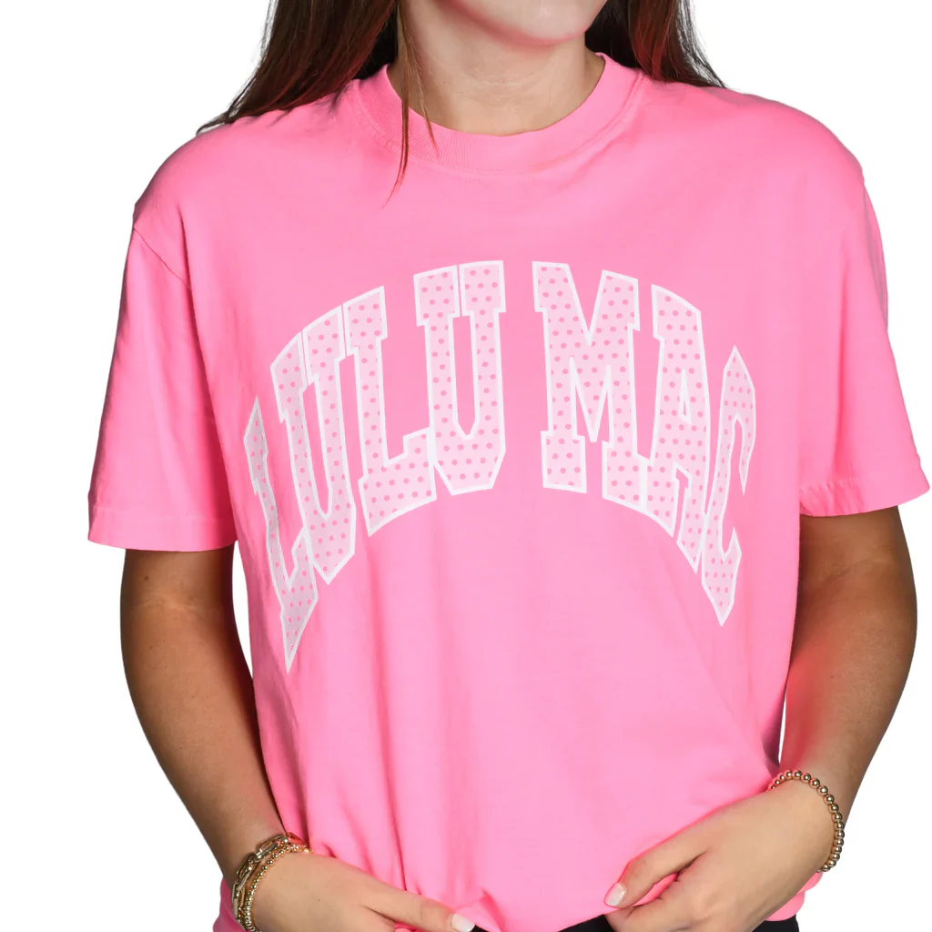 Women's Short Sleeve T-shirt with Polka Dot Lulu Mac Lettering - Image 3