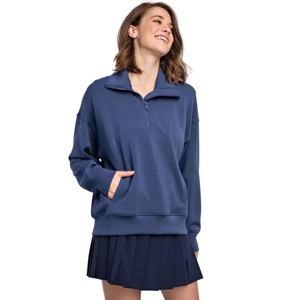 Rae Mode Women's Modal 1/4 Zip Mock Neck Pullover - Image 5