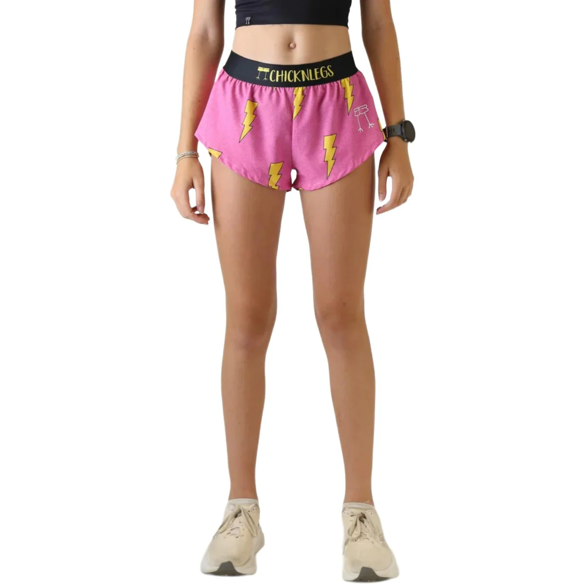 ChicknLegs Women's Pink Bolts Split Shorts 1.5" - Image 2