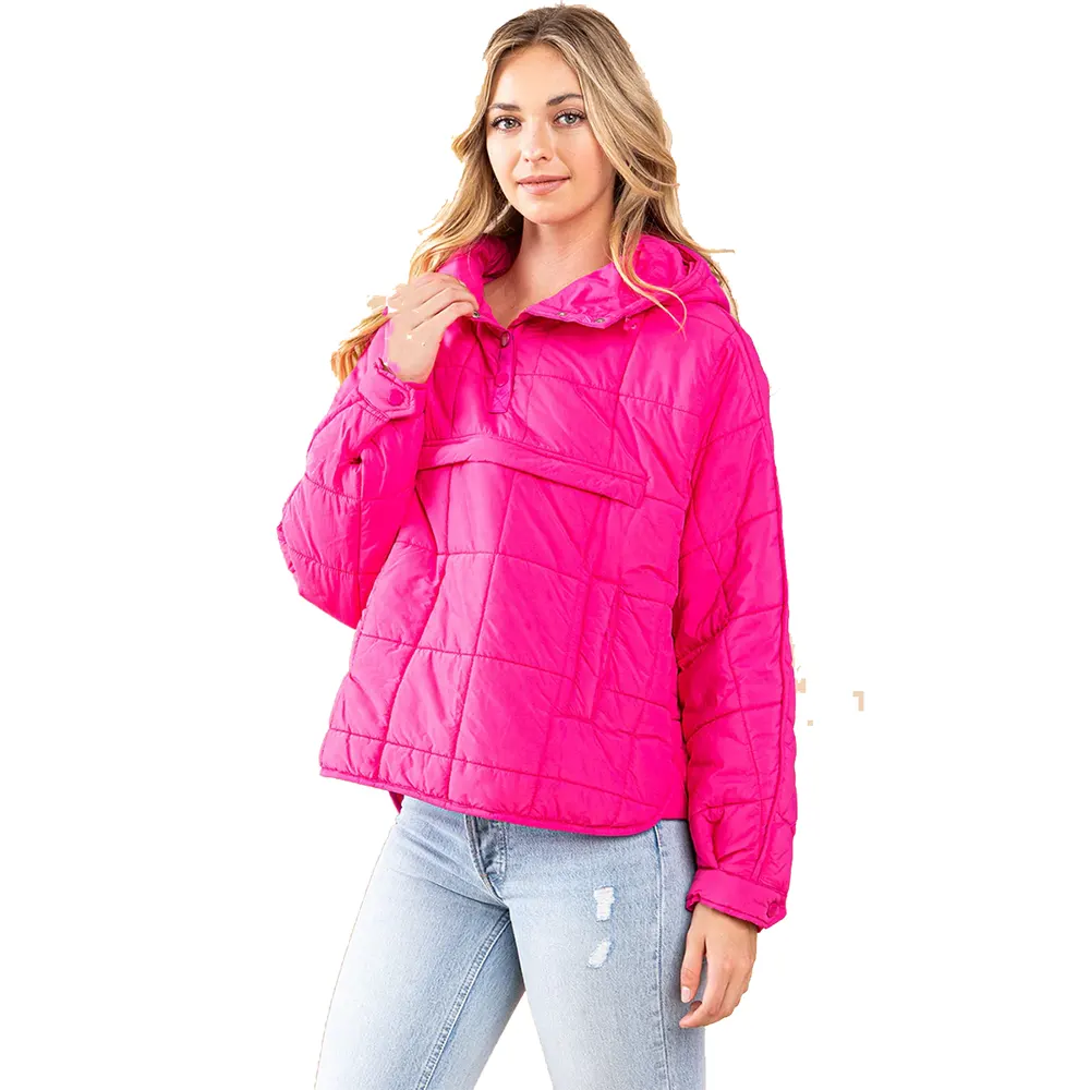 Women's Quilted Hooded Pullover - Image 2