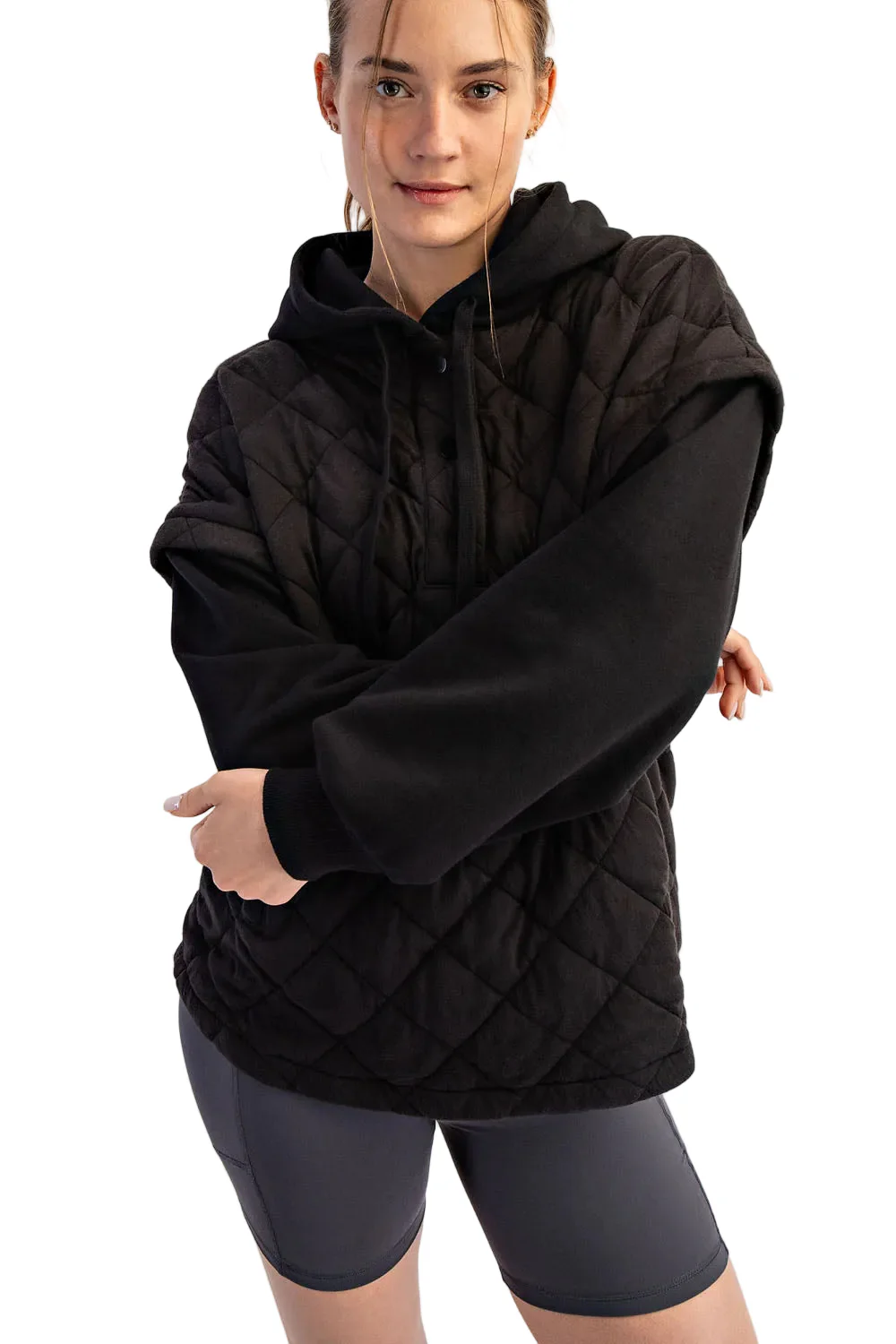 Rae Mode Women's Quilted Terry Mix Hoodie - Image 3