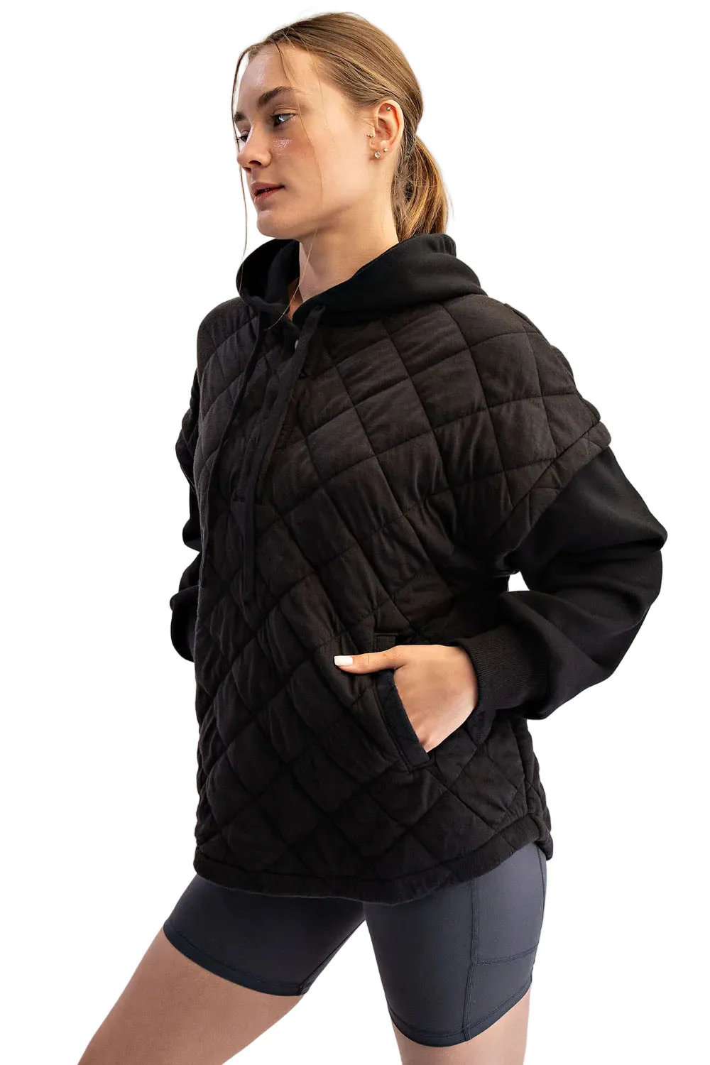 Rae Mode Women's Quilted Terry Mix Hoodie - Image 4