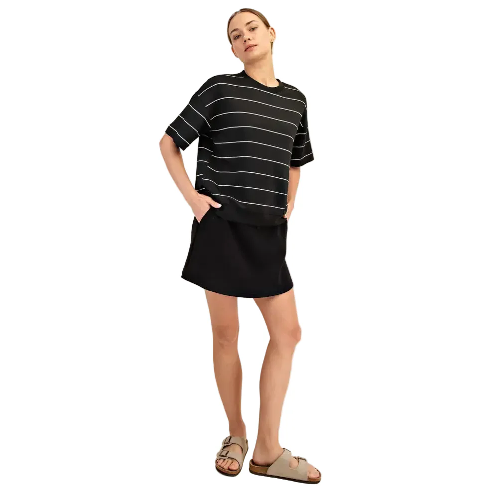 Rae Mode Women's Scuba Stripe Basic Short Sleeve Top - Image 4