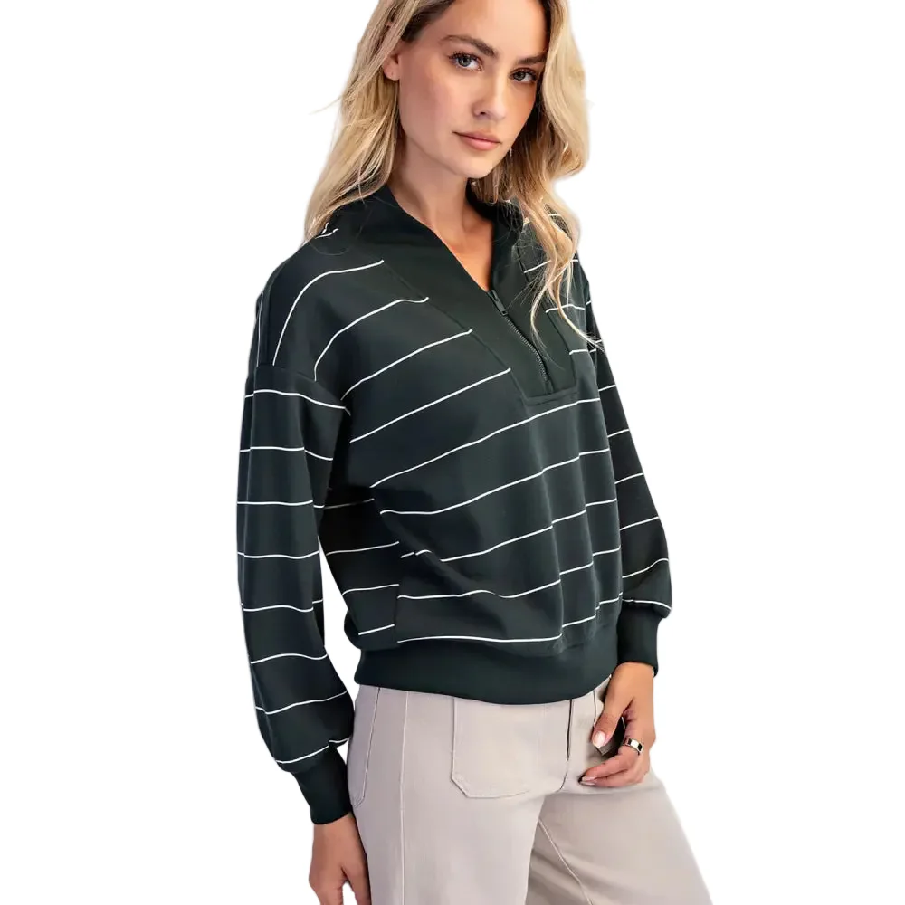 Rae Mode Women's Scuba Stripe V-Neck Pullover - Image 3