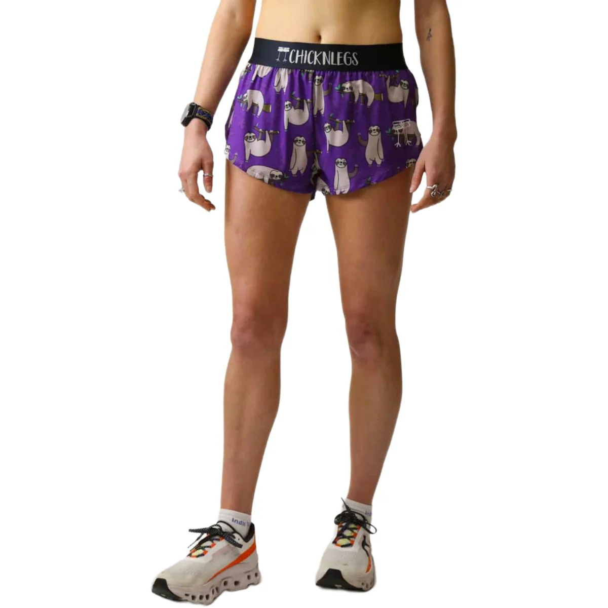 ChicknLegs Women's Sloths Split Shorts 1.5" - Image 2