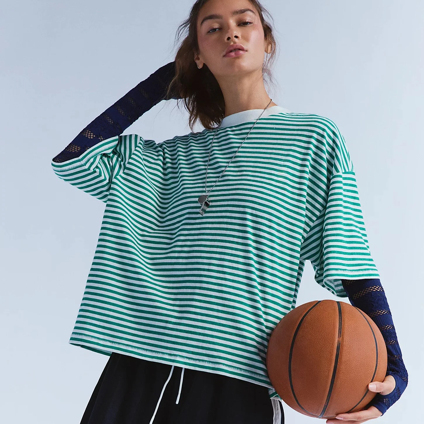 Free People Movement Short Sleeved, Striped Tackle Tee - Image 6