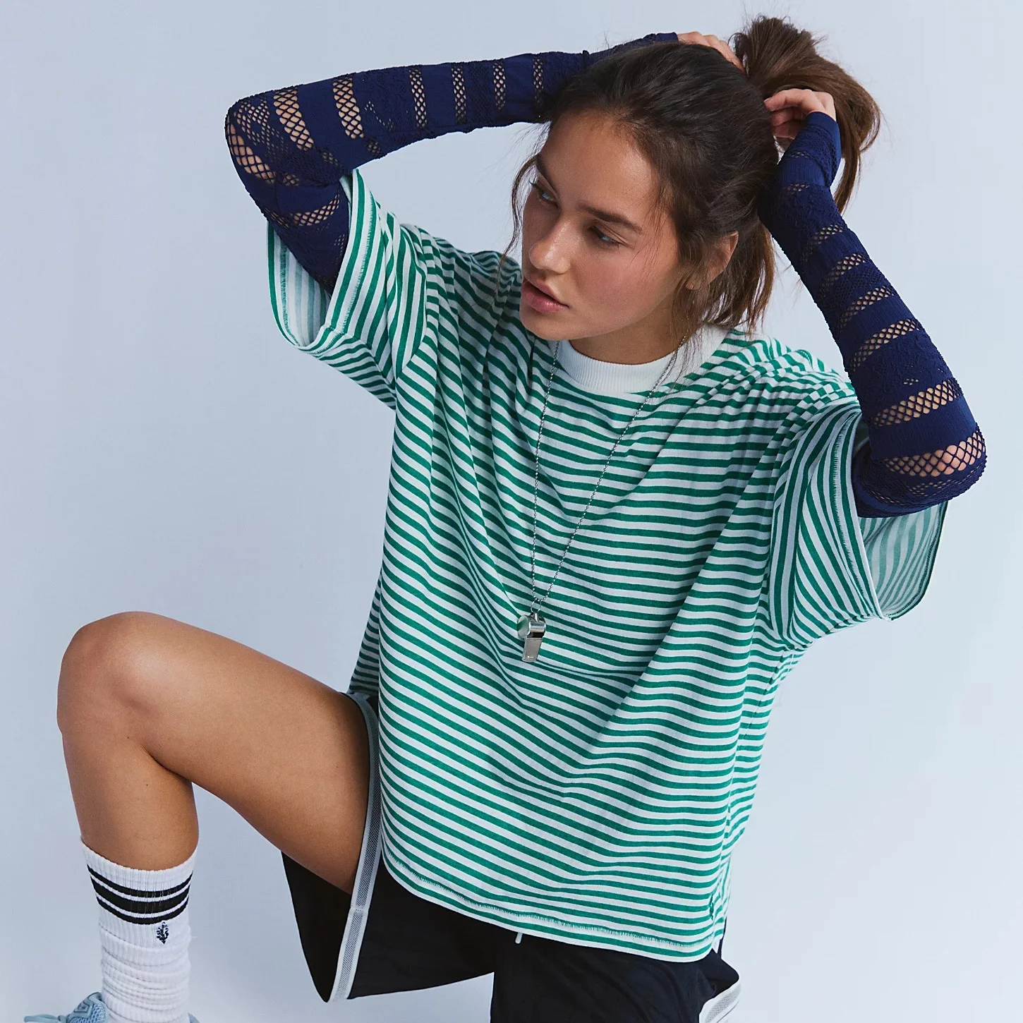 Free People Movement Short Sleeved, Striped Tackle Tee - Image 9