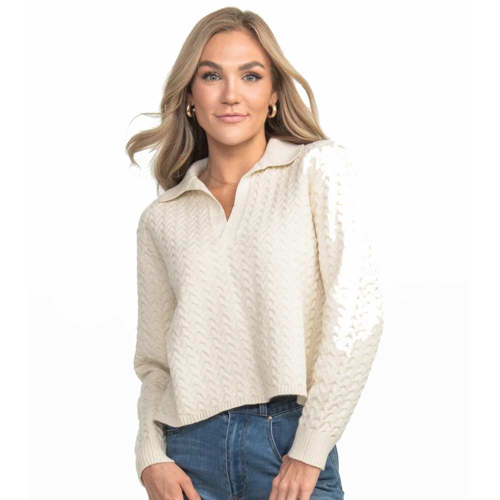 Southern Shirt Women's Textured Knit Polo Sweater - Image 3