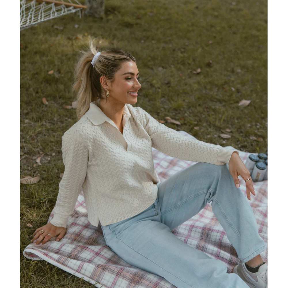 Southern Shirt Women's Textured Knit Polo Sweater - Image 6