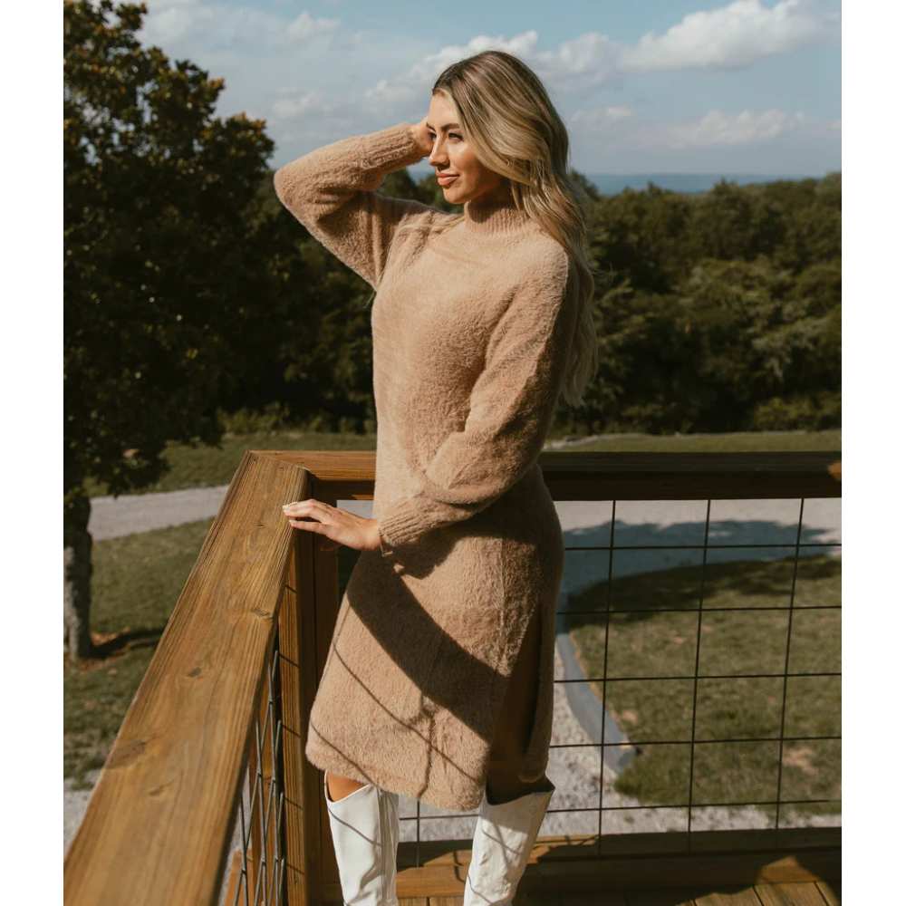 Women's Turtleneck Midi Sweater Dress - Image 4