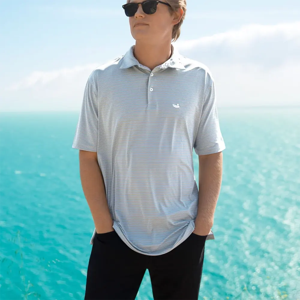 Southern Marsh Youth Bermuda Sumpter Stripe Performance Polo - Image 2